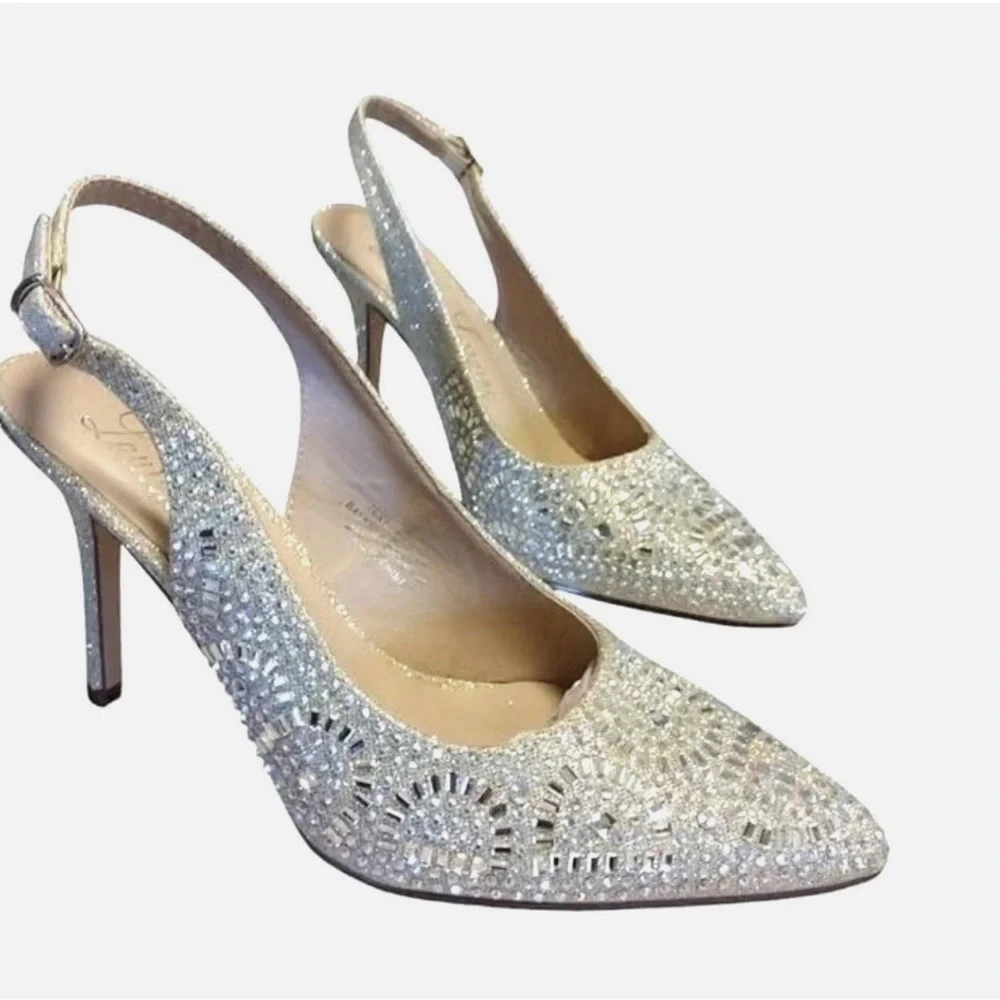 Lauren Lorraine Rachel Silver Heel Size 7 NIB - Picture 1 of 7